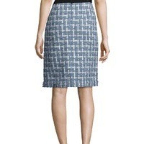 Lafayette 148 Coastal Blue Adalyn Tweed Pencil Skirt Wool Mohair Size 6 New - Picture 1 of 13